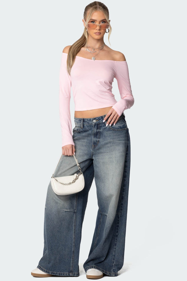 Tahlia Off Shoulder Top - Pink