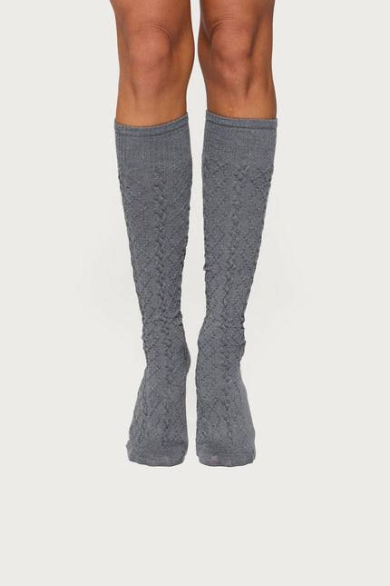 Cable Knit Socks - Gray