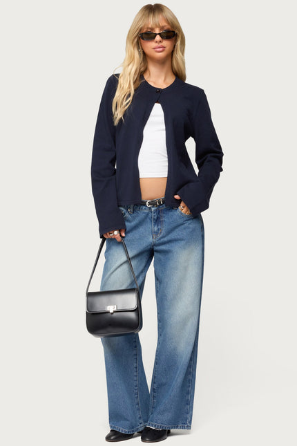 Petite Magda Acid Wash Low Rise Baggy Jeans - Blue Washed