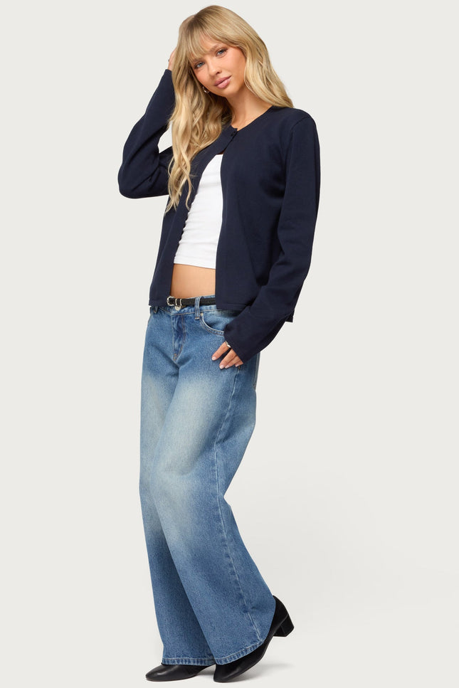Jenie Split Front Knit Cardigan - Navy
