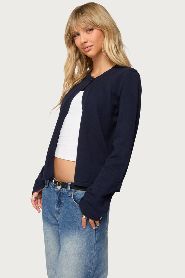 Jenie Split Front Knit Cardigan - Navy