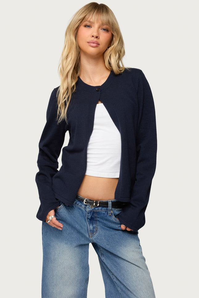 Jenie Split Front Knit Cardigan - Navy