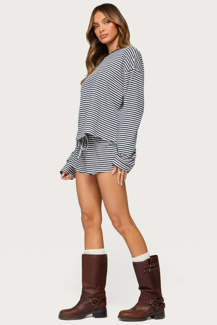 Jainee Striped Long Sleeve T Shirt - Navy
