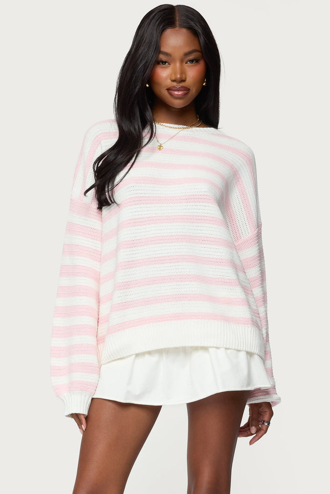 Aerin Oversized Sweater - Light Pink And Cream