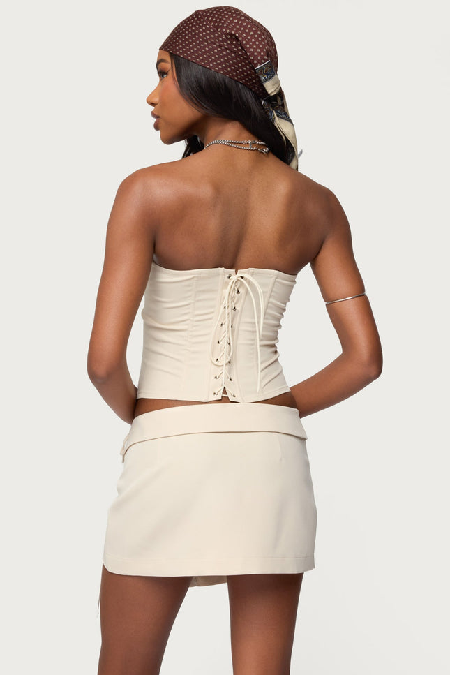 Selena Lace Up Corset - Beige