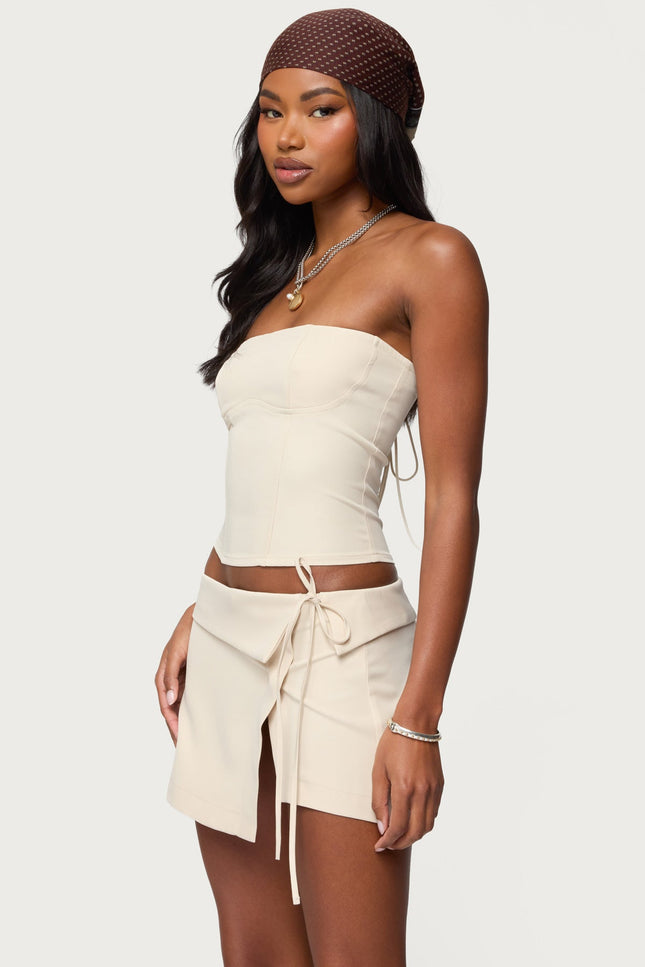Selena Lace Up Corset - Beige