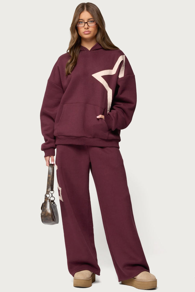 Starly Straight Leg Sweatpants - Burgundy