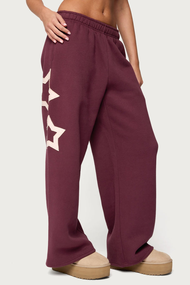 Starly Straight Leg Sweatpants - Burgundy