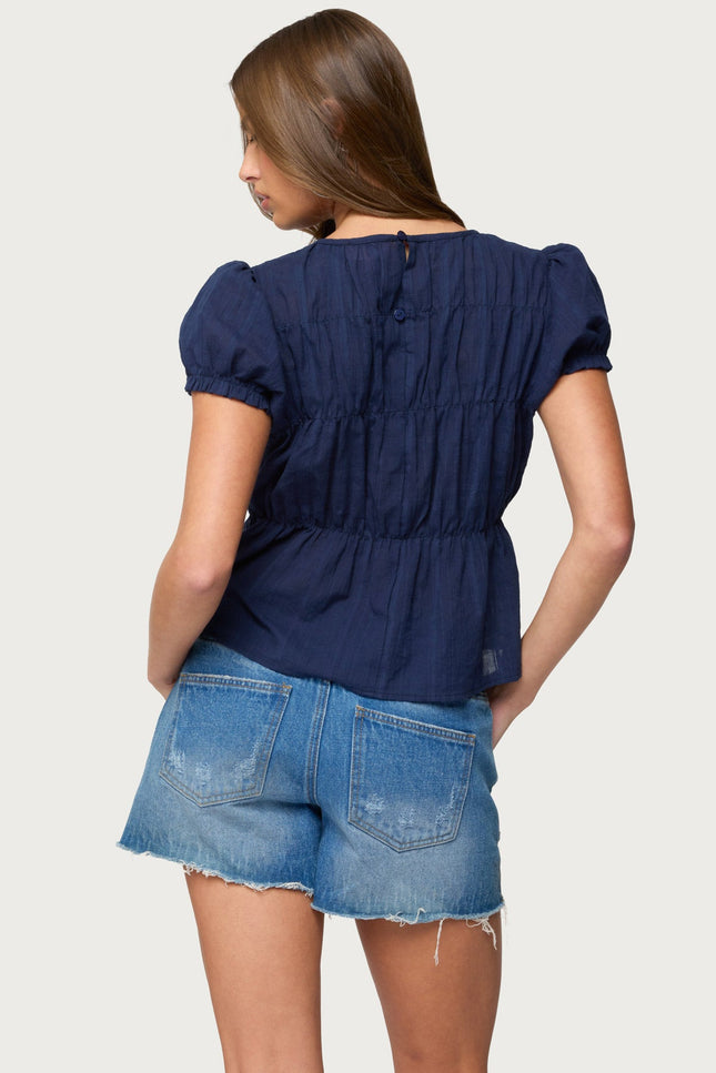 Maricella Gathered Tiered Top - Navy