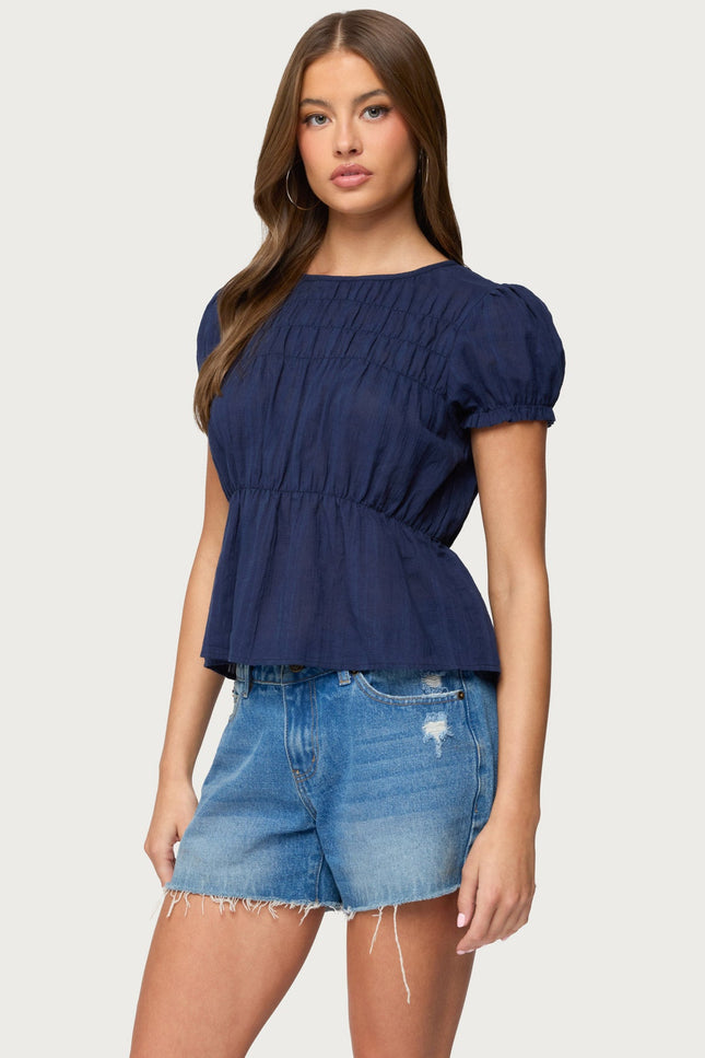 Maricella Gathered Tiered Top - Navy