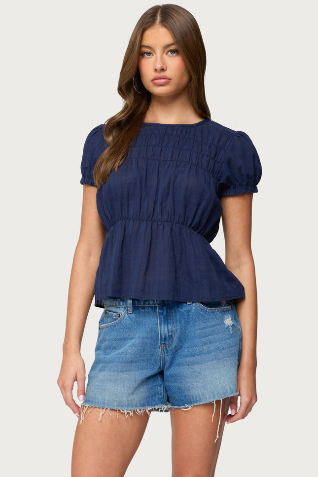 Maricella Gathered Tiered Top - Navy