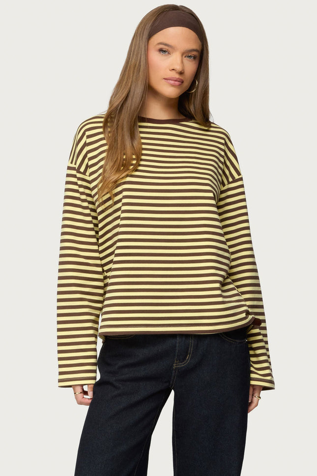 Jodie Oversized Striped Long Sleeve Top