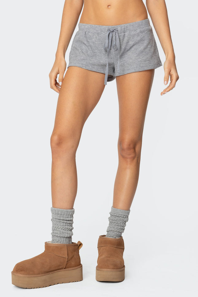 Teddy Waffle Shorts - Gray Melange