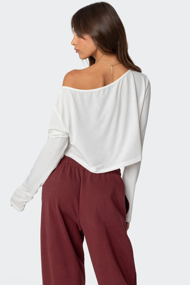 Cropped Off Shoulder Top - White
