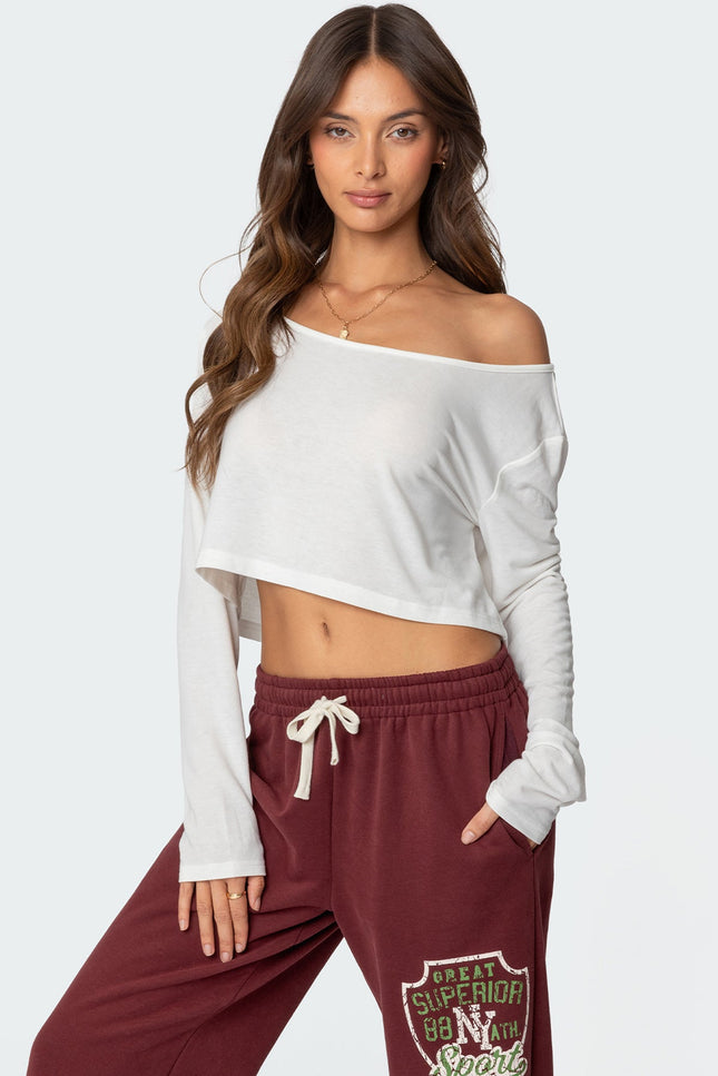 Cropped Off Shoulder Top - White