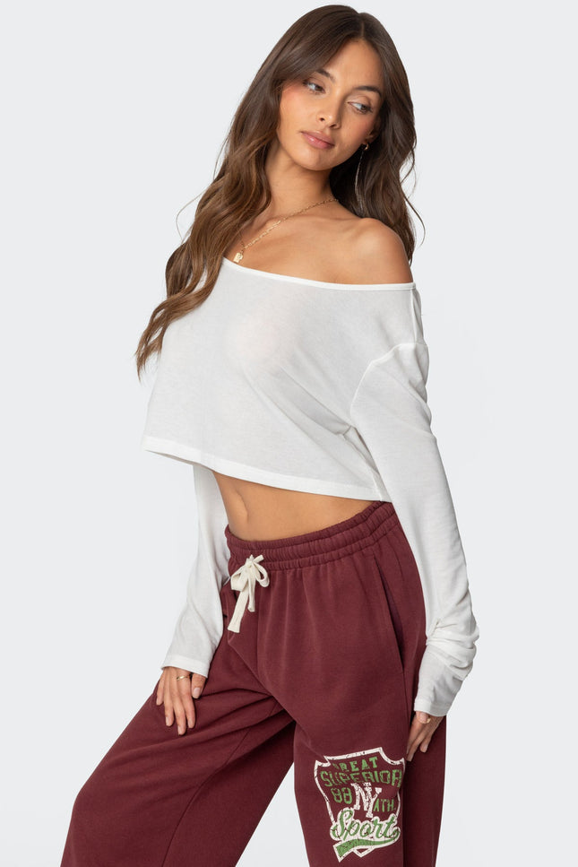 Cropped Off Shoulder Top - White
