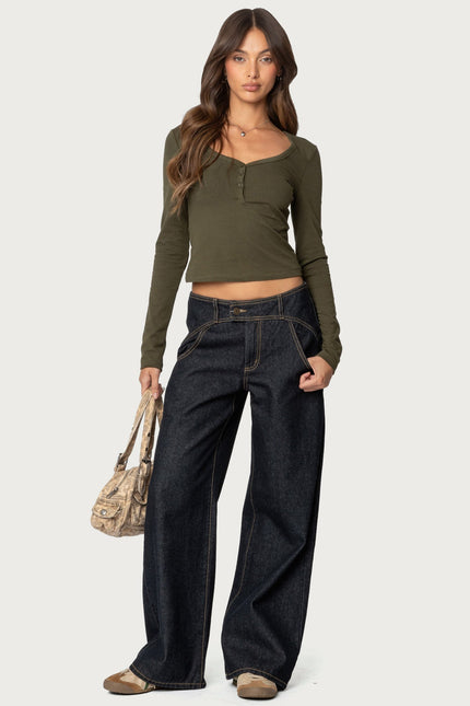 Leah Henley Top - Olive
