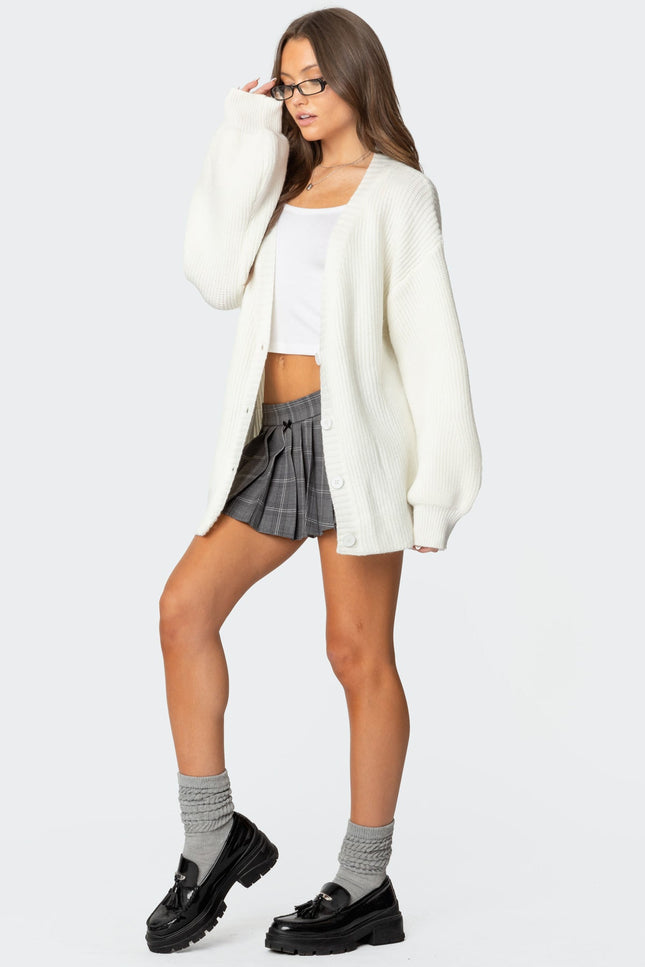 Mathilde Oversized V Neck Cardigan - Cream