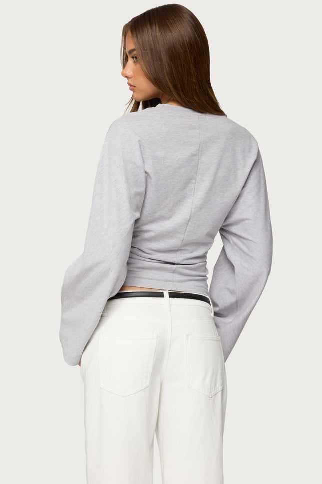 Charlisa Cinched Waist Top - Gray Melange