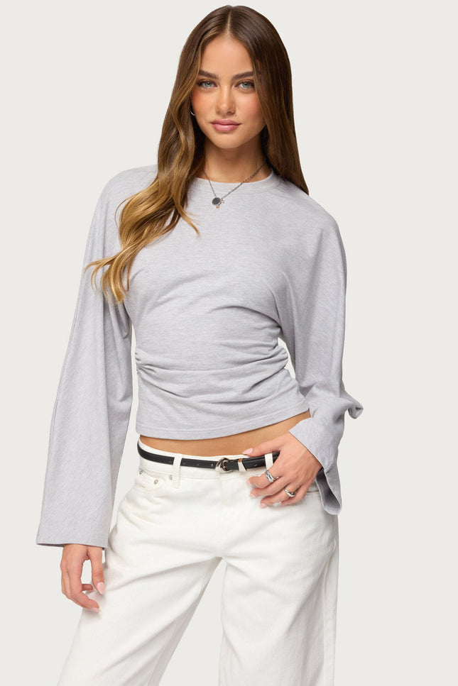 Charlisa Cinched Waist Top - Gray Melange