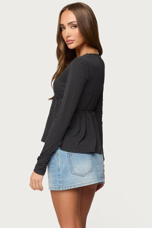 Kenzie Long Sleeve Babydoll Top - Black And White