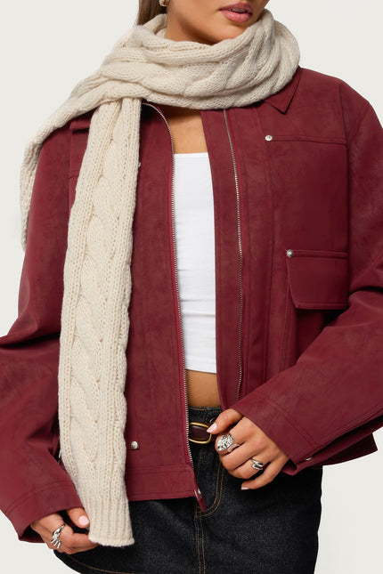 Cable Knit Scarf - Beige