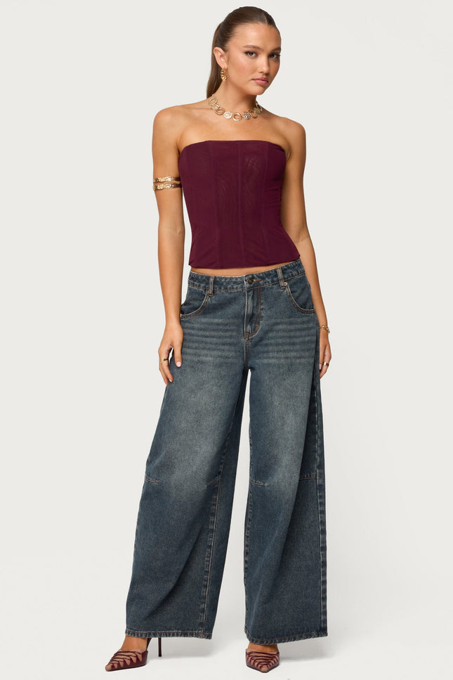 Reed Sheer Mesh Corset - Wine