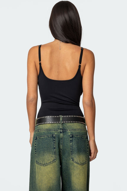 Teaghan V Neck Fitted Bodysuit - Black