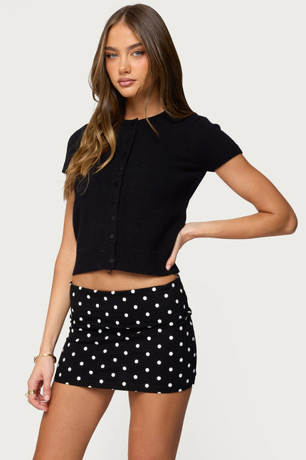 Coreen Button Up Knit Top - Black