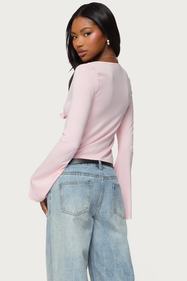 Scarlette Tie Front Top - Light Pink