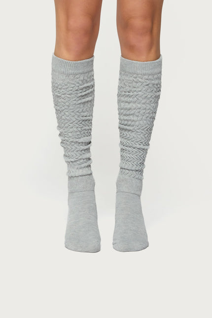 Knee High Scrunch Socks - Gray Melange