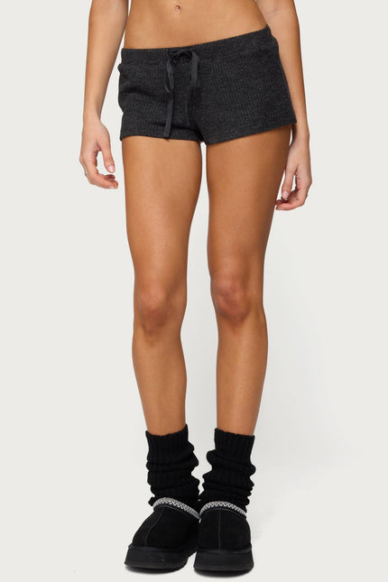 Teddy Waffle Shorts - Black