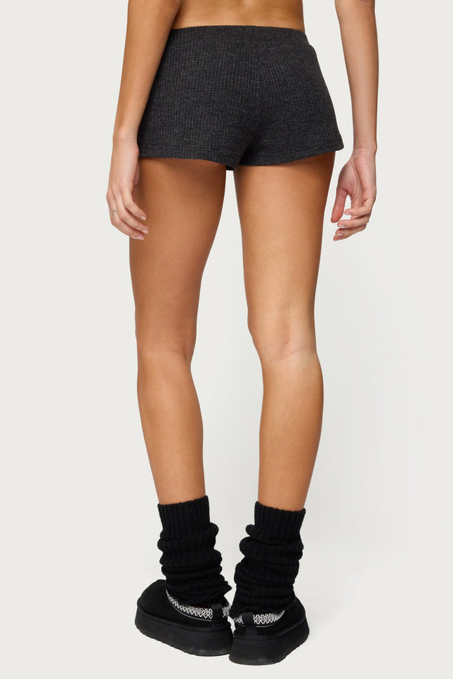 Teddy Waffle Shorts - Black
