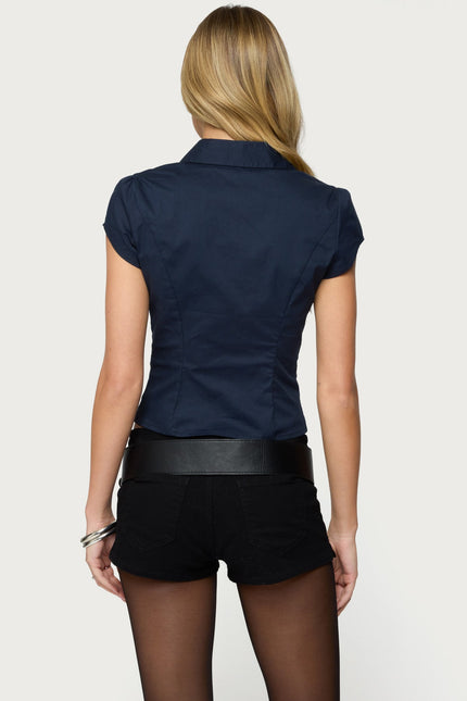 Massie Tailored Button Up Shirt - Navy