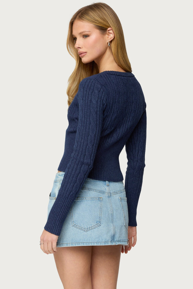 Hadliee Cable Knit Henley Top