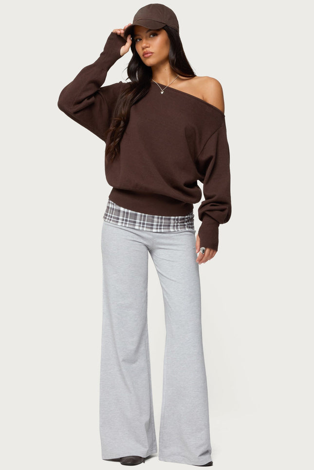 Kimmy Plaid Foldover Waist Pants