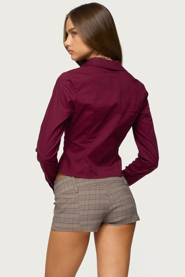 Laurna Tailored Button Up Shirt - Burgundy