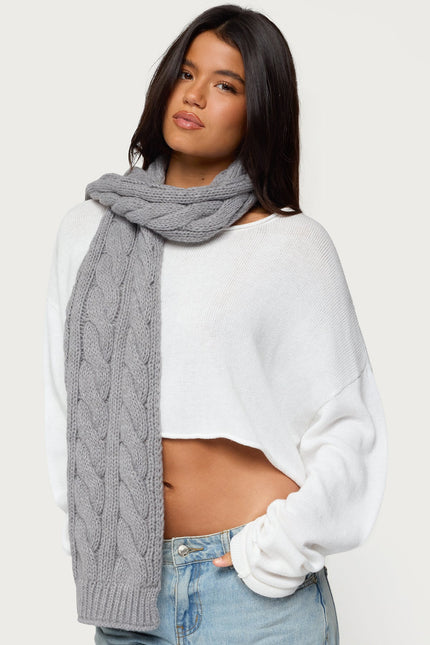 Cable Knit Scarf - Gray
