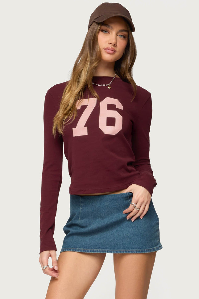 76 Long Sleeve T Shirt - Wine