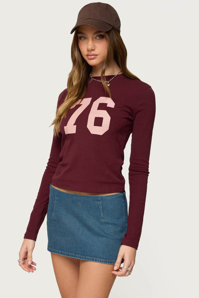 76 Long Sleeve T Shirt - Wine