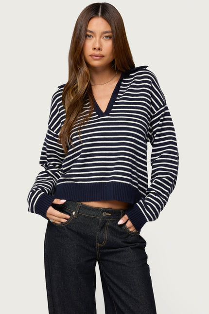 Copenhagen Oversized Striped Sweater - Navy