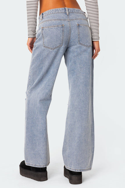 Debbie Distressed Low Rise Baggy Jeans