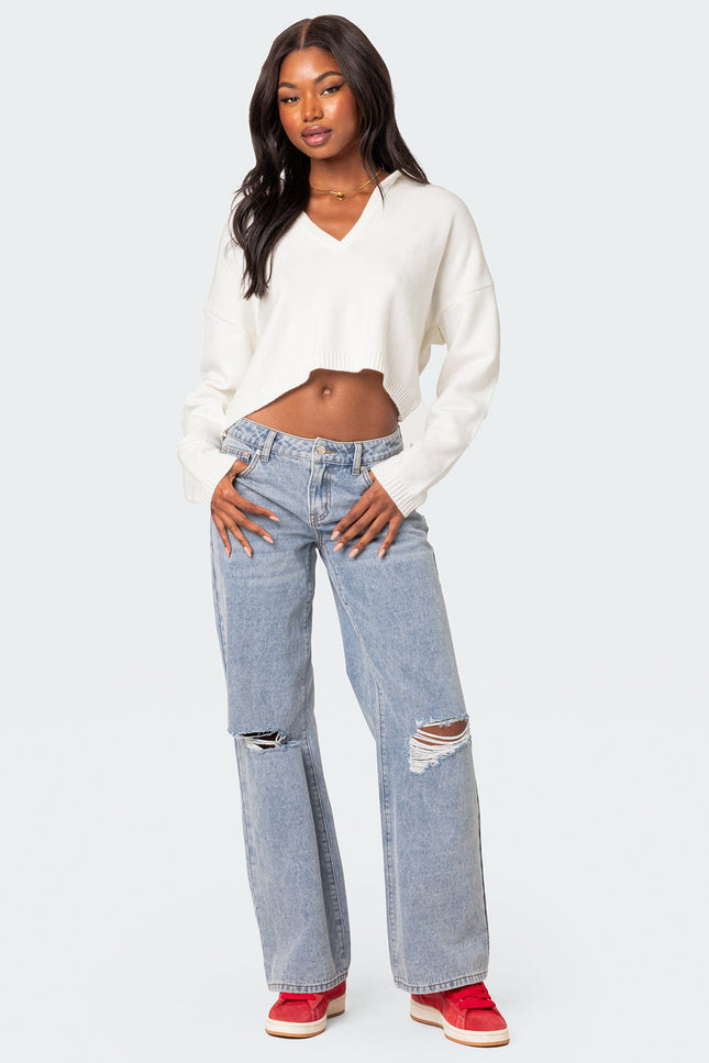 Marcie Oversize Cropped Sweater - Cream