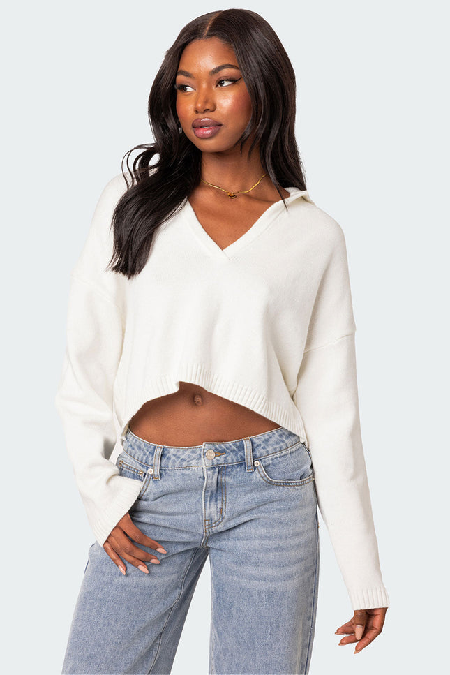 Marcie Oversize Cropped Sweater - Cream