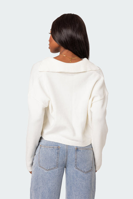 Marcie Oversize Cropped Sweater - Cream
