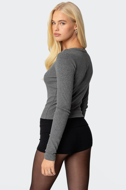 Shilo Ribbed Cardigan - Dark Gray