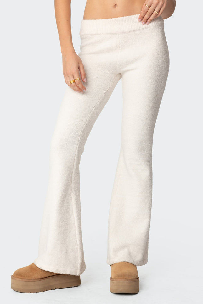 Plush Flared Pants - Cream