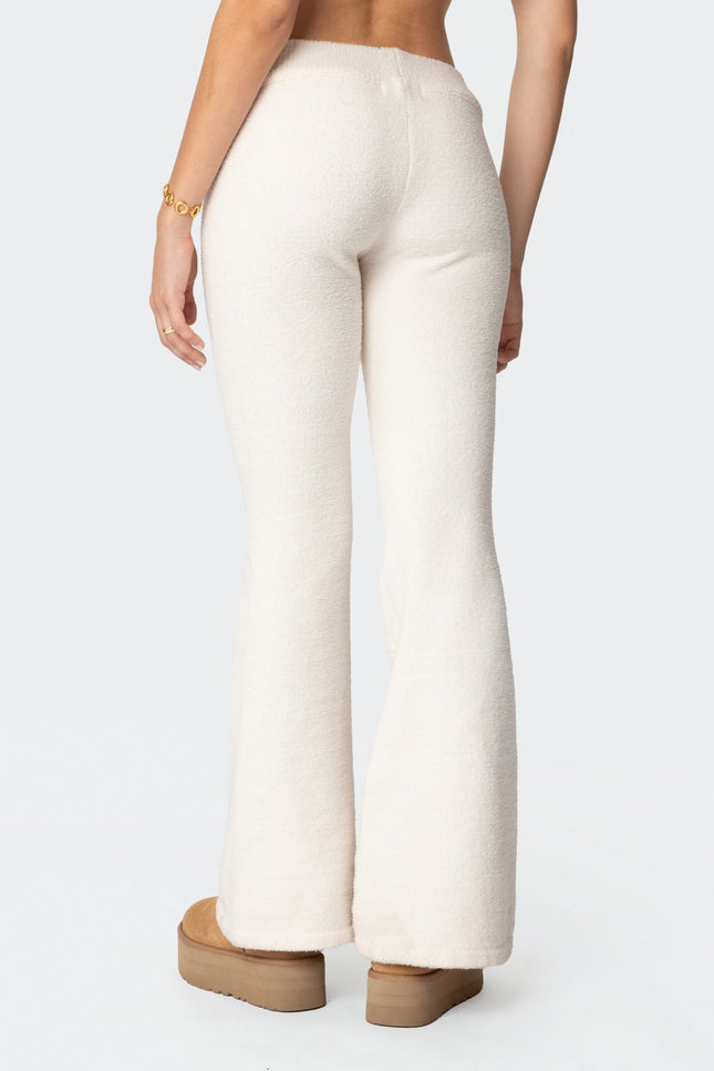 Plush Flared Pants - Cream