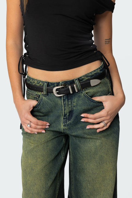 Basic Buckle Faux Leather Belt - Black
