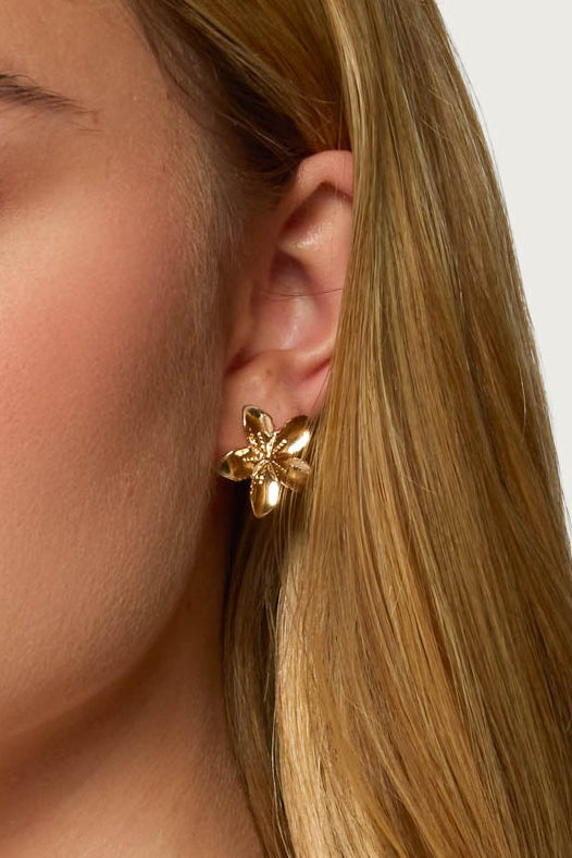 Tropical Fleur Stud Earrings - Gold